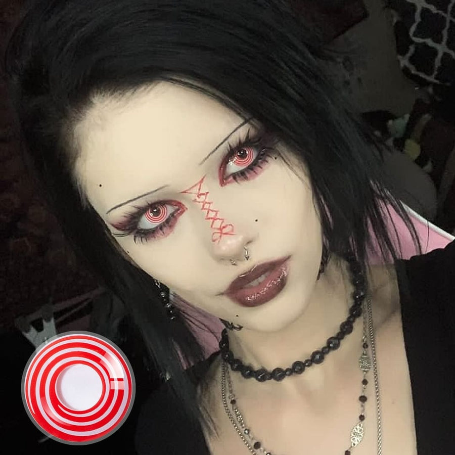 Red spiral contact lenses