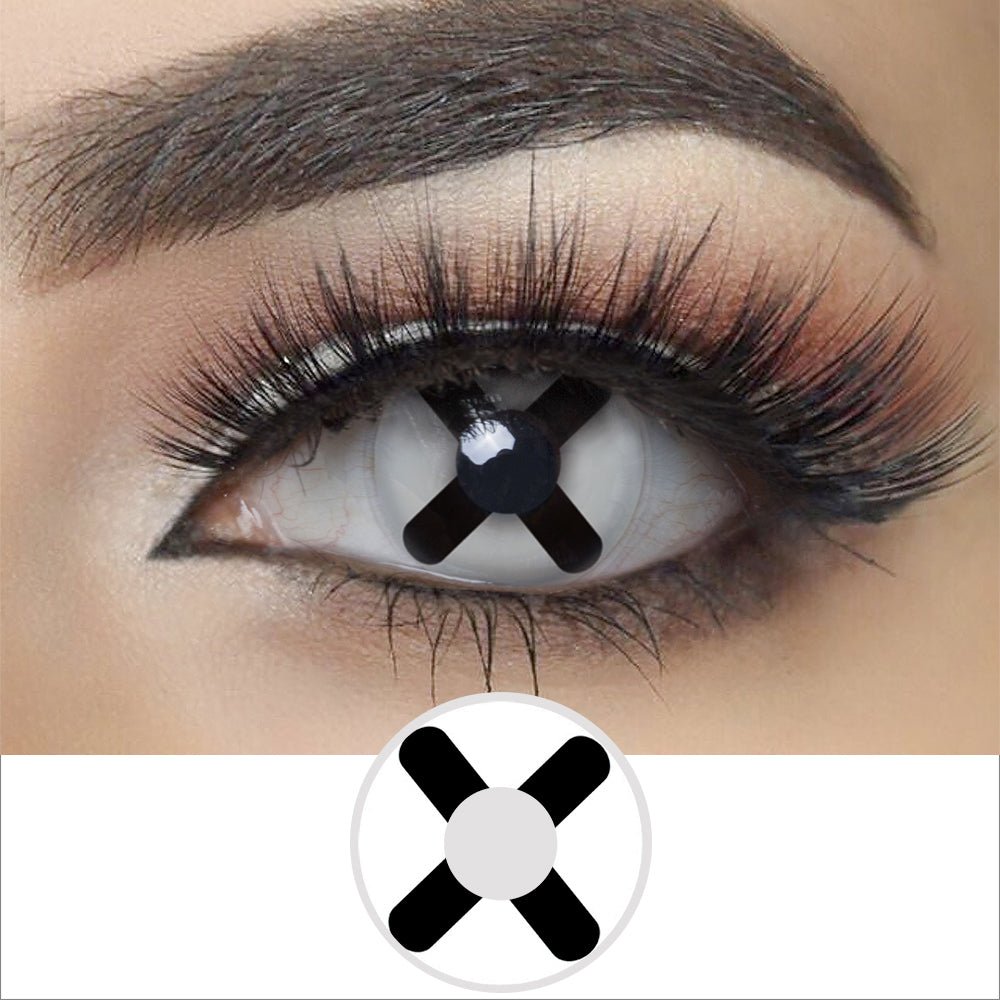 Black And White Cross Non-Prescription Yearly Cosplay Contacts