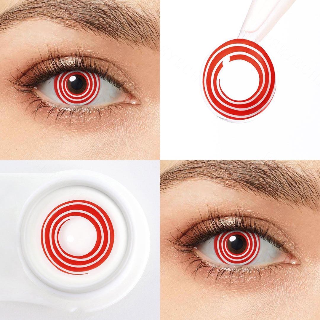 Red spiral contact lenses