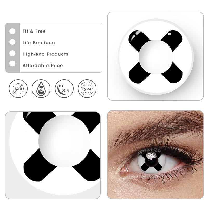 Black And White Cross Non-Prescription Yearly Cosplay Contacts